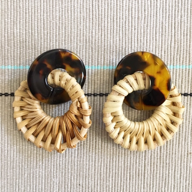 Tortoiseshell & Rattan Earrings